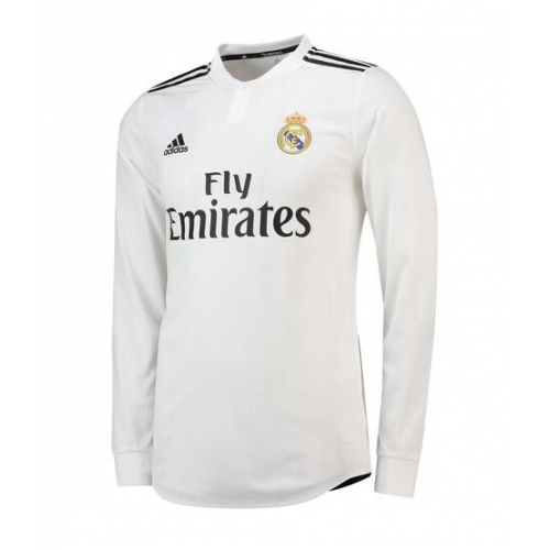 Real Madrid 18/19 Long Sleeve Home Soccer Jersey Shirt